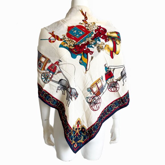 Pierre Cardin Scarf Shawl Silk APARIS AMUSEES EBLOUIES 34in Vintage Horse Buggy - Picture 2 of 15